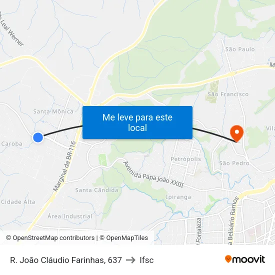 R. João Cláudio Farinhas, 637 to Ifsc map