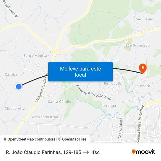 R. João Cláudio Farinhas, 129-185 to Ifsc map