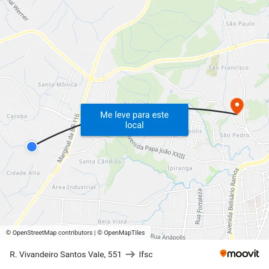 R. Vivandeiro Santos Vale, 551 to Ifsc map