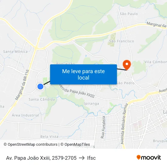 Av. Papa João Xxiii, 2579-2705 to Ifsc map