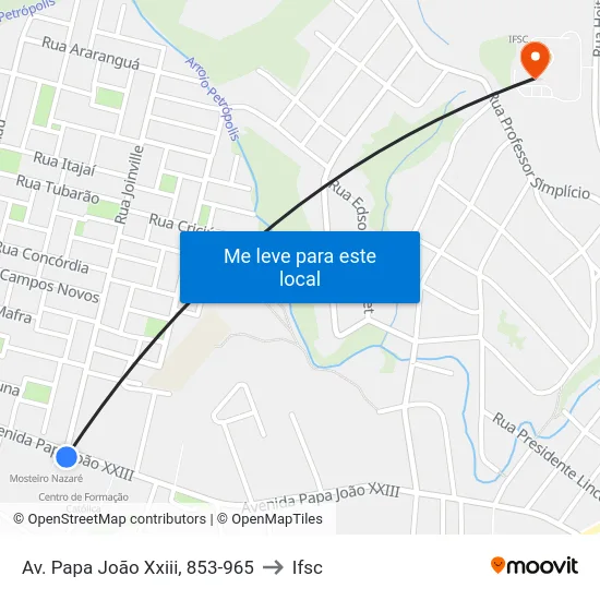 Av. Papa João Xxiii, 853-965 to Ifsc map