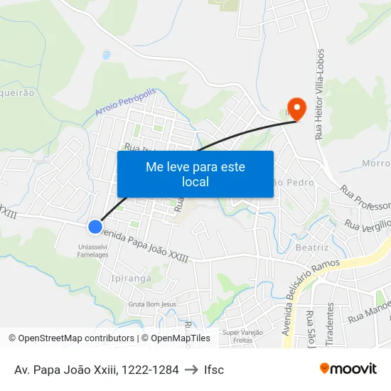 Av. Papa João Xxiii, 1222-1284 to Ifsc map