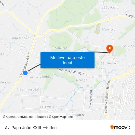 Av. Papa João XXIII to Ifsc map