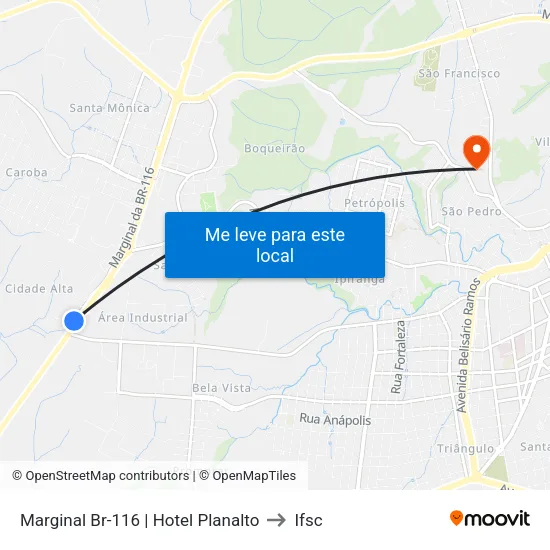 Marginal Br-116 | Hotel Planalto to Ifsc map