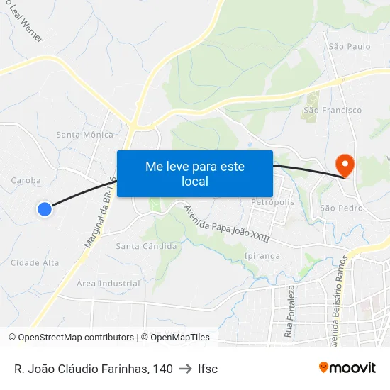 R. João Cláudio Farinhas, 140 to Ifsc map