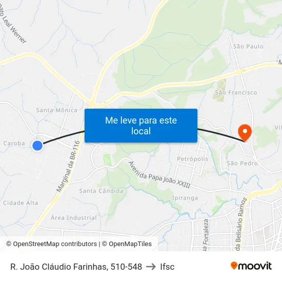 R. João Cláudio Farinhas, 510-548 to Ifsc map