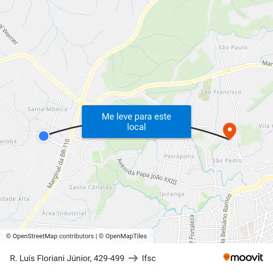 R. Luís Floriani Júnior, 429-499 to Ifsc map