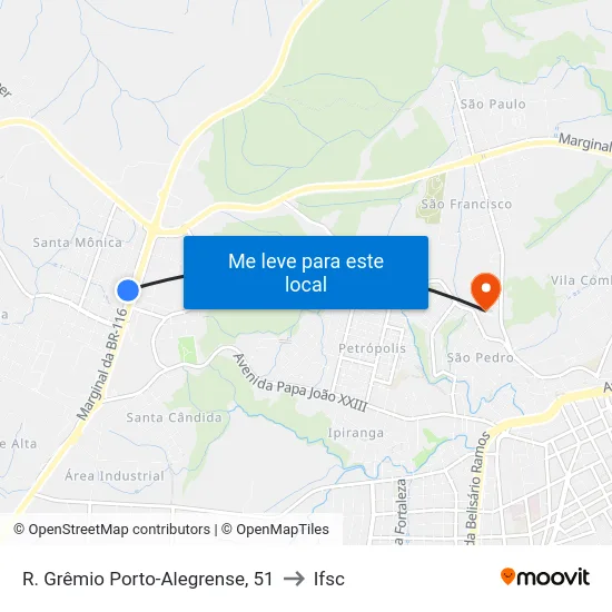 R. Grêmio Porto-Alegrense, 51 to Ifsc map