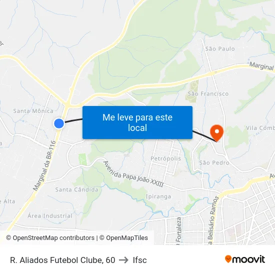 R. Aliados Futebol Clube, 60 to Ifsc map