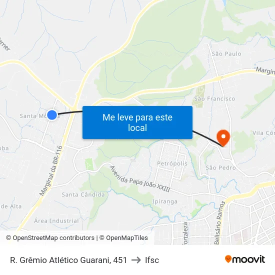 R. Grêmio Atlético Guarani, 451 to Ifsc map