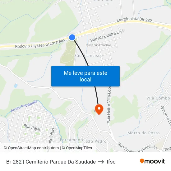 Br-282 | Cemitério Parque Da Saudade to Ifsc map