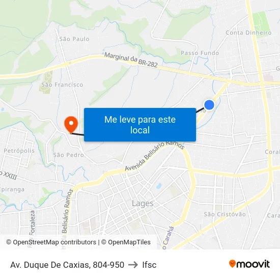 Av. Duque De Caxias, 804-950 to Ifsc map