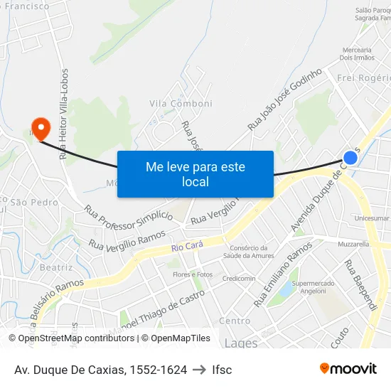 Av. Duque De Caxias, 1552-1624 to Ifsc map