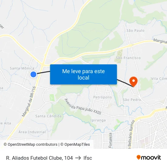 R. Aliados Futebol Clube, 104 to Ifsc map