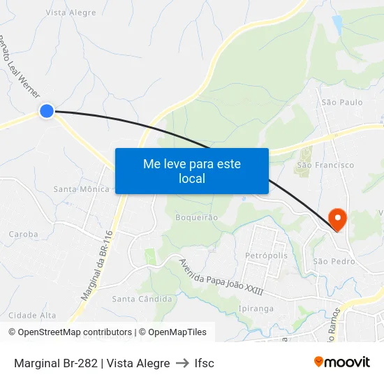 Marginal Br-282 | Vista Alegre to Ifsc map