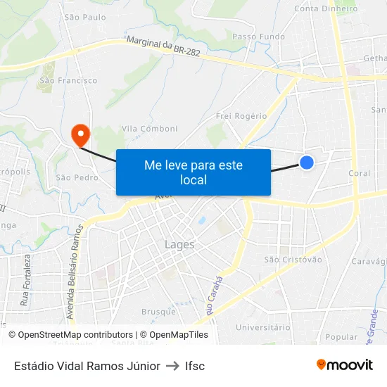 Estádio Vidal Ramos Júnior to Ifsc map