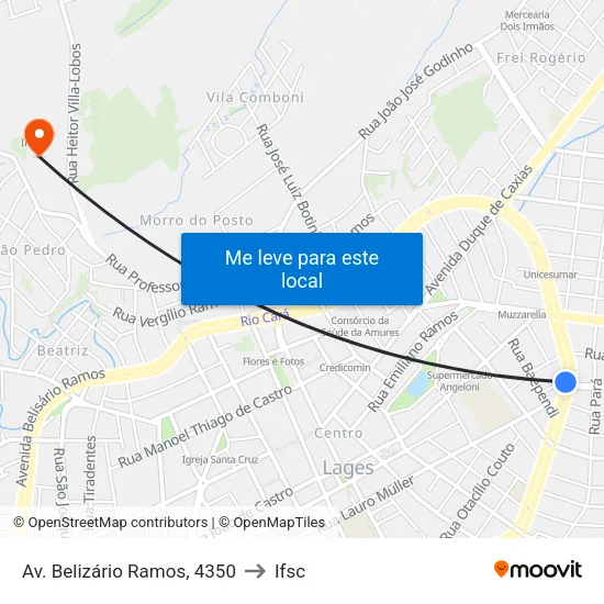 Av. Belizário Ramos, 4350 to Ifsc map