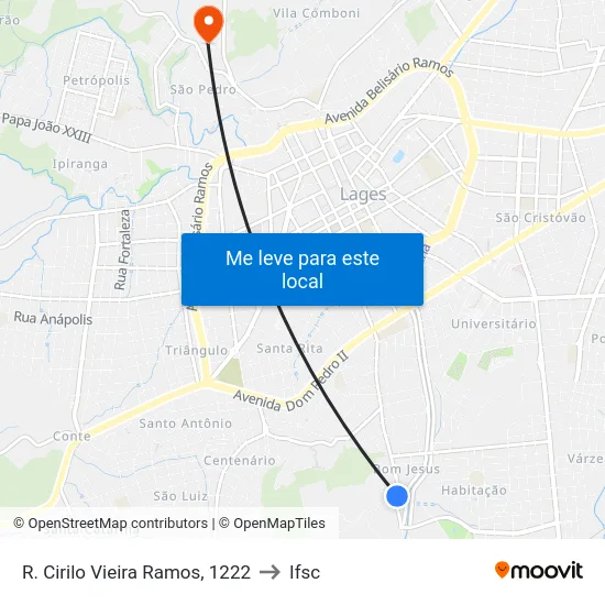 R. Cirilo Vieira Ramos, 1222 to Ifsc map