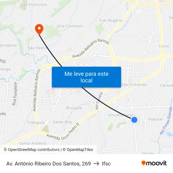 Av. Antônio Ribeiro Dos Santos, 269 to Ifsc map