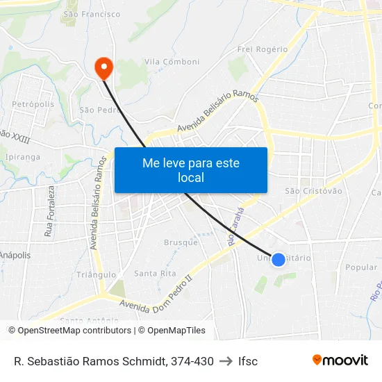 R. Sebastião Ramos Schmidt, 374-430 to Ifsc map