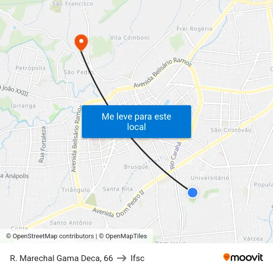 R. Marechal Gama Deca, 66 to Ifsc map