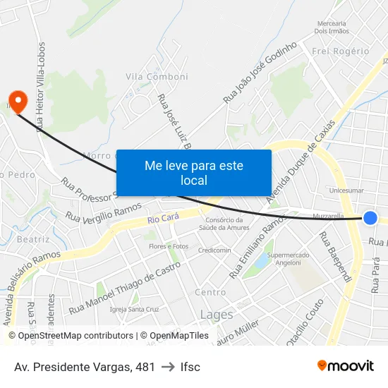 Av. Presidente Vargas, 481 to Ifsc map