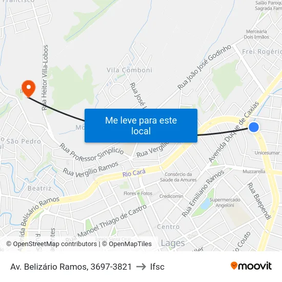 Av. Belizário Ramos, 3697-3821 to Ifsc map