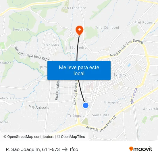 R. São Joaquim, 611-673 to Ifsc map