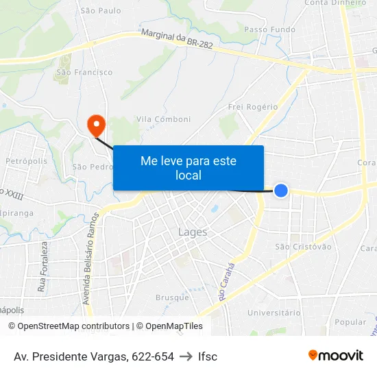 Av. Presidente Vargas, 622-654 to Ifsc map