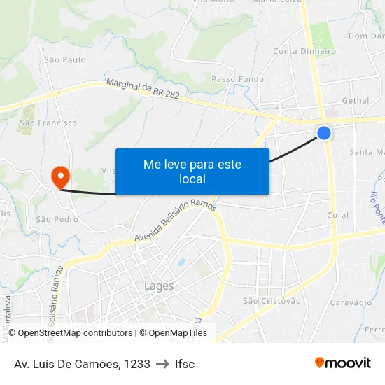 Av. Luís De Camões, 1233 to Ifsc map