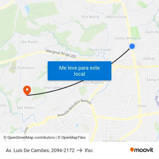 Av. Luís De Camões, 2096-2172 to Ifsc map