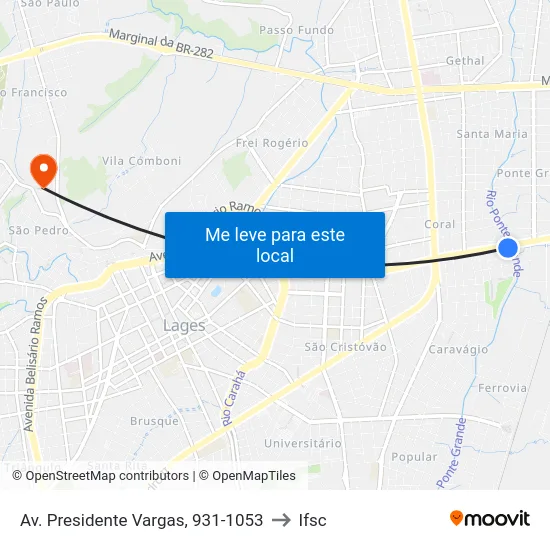 Av. Presidente Vargas, 931-1053 to Ifsc map