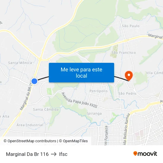 Marginal Da Br 116 to Ifsc map