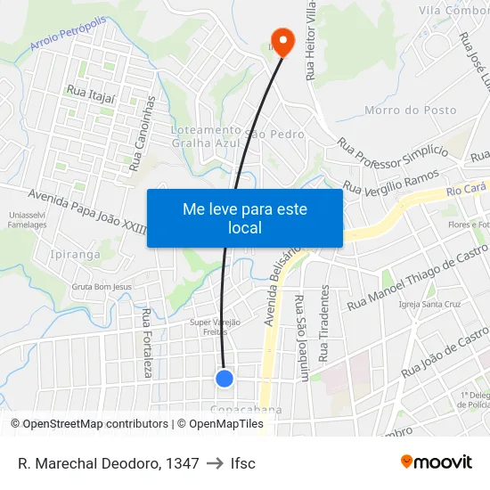 R. Marechal Deodoro, 1347 to Ifsc map