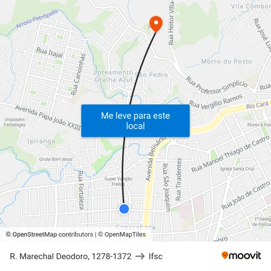 R. Marechal Deodoro, 1278-1372 to Ifsc map