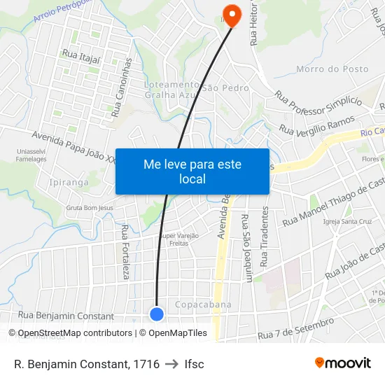 R. Benjamin Constant, 1716 to Ifsc map