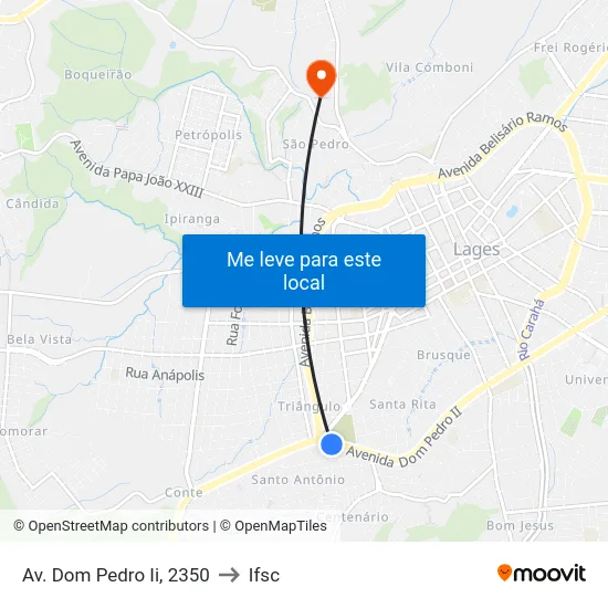 Av. Dom Pedro Ii, 2350 to Ifsc map