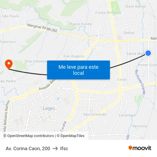 Av. Corina Caon, 200 to Ifsc map