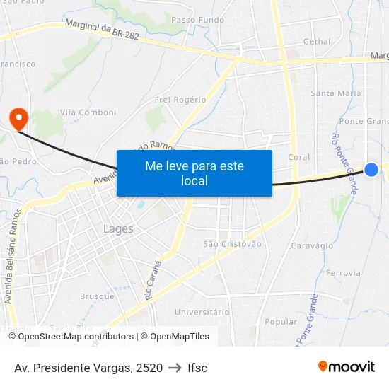 Av. Presidente Vargas, 2520 to Ifsc map