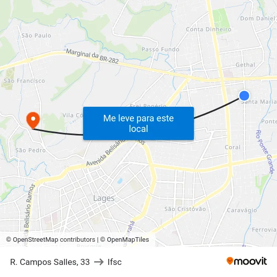 R. Campos Salles, 33 to Ifsc map