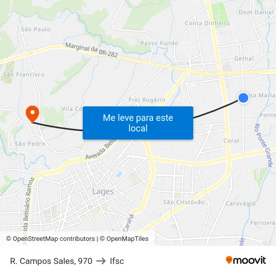 R. Campos Sales, 970 to Ifsc map