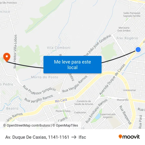 Av. Duque De Caxias, 1141-1161 to Ifsc map