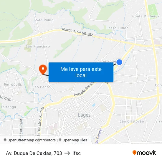 Av. Duque De Caxias, 703 to Ifsc map