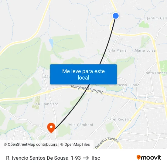R. Ivencio Santos De Sousa, 1-93 to Ifsc map
