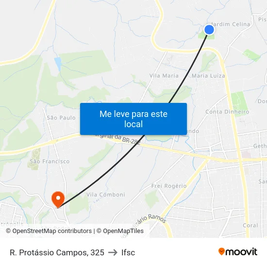 R. Protássio Campos, 325 to Ifsc map