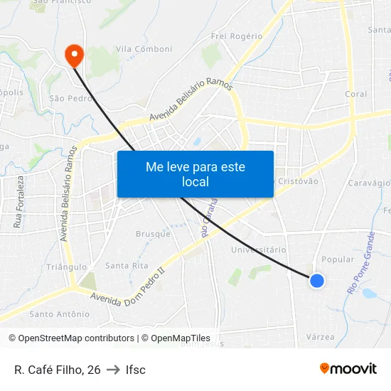 R. Café Filho, 26 to Ifsc map