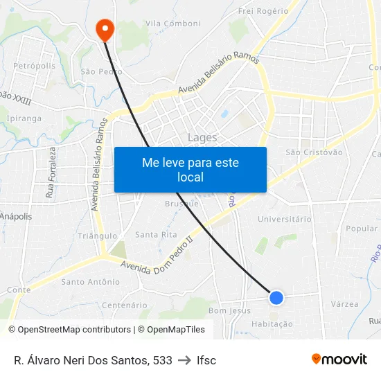 R. Álvaro Neri Dos Santos, 533 to Ifsc map