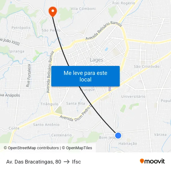 Av. Das Bracatingas, 80 to Ifsc map