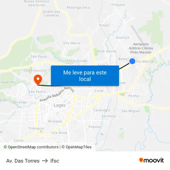 Av. Das Torres to Ifsc map