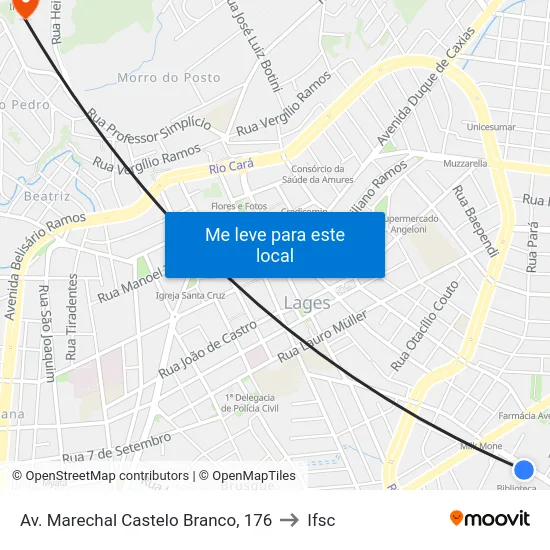 Av. Marechal Castelo Branco, 176 to Ifsc map